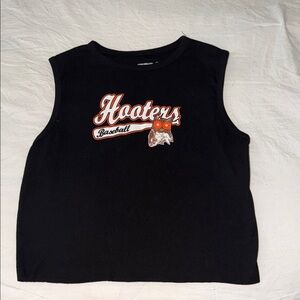 Hooters Black Tank Top with Orange and White Logo